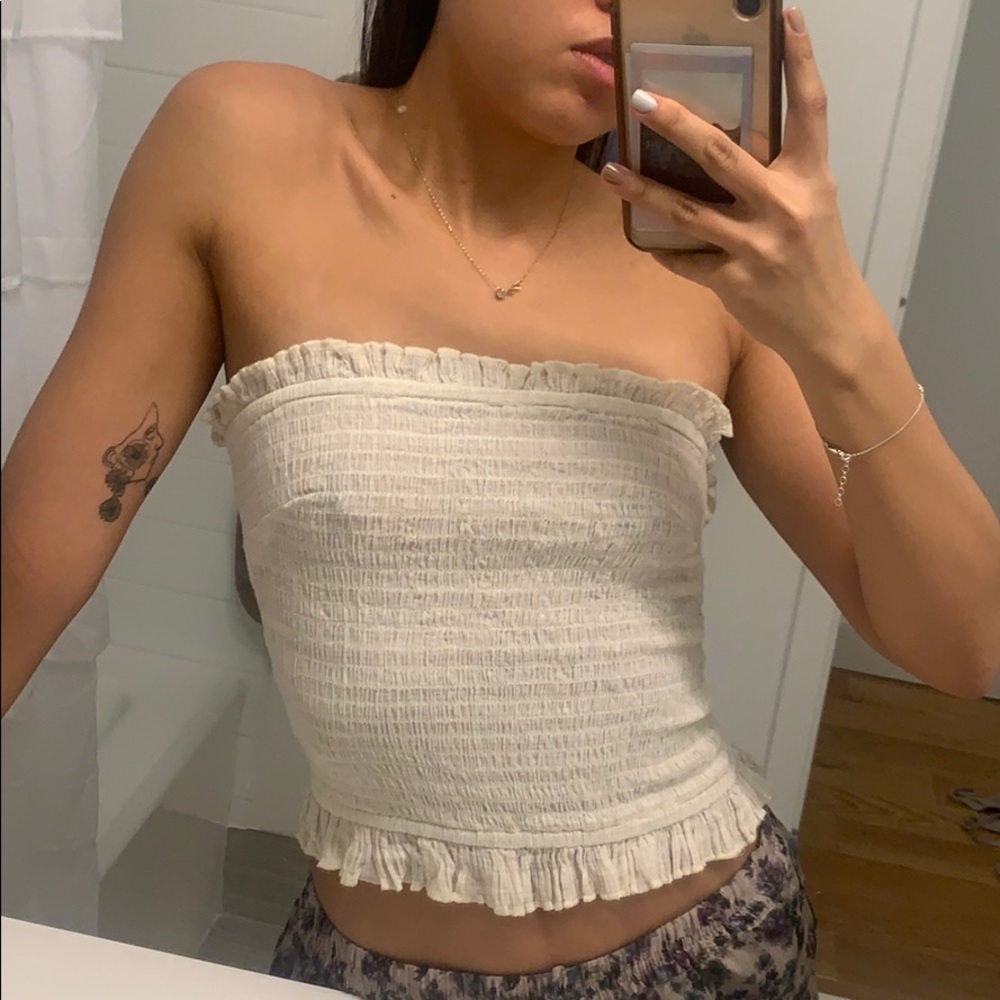 Cream lace tube top
